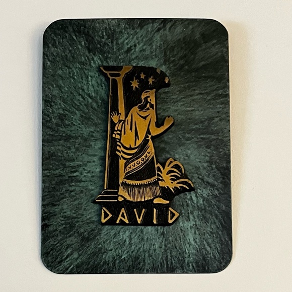 Vintage Mid Century King David Of Judaism Green Brass/ Bronze Wall Mount - Picture 6 of 7